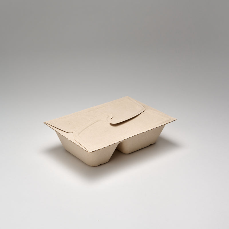 Meal Box to Go rechteckig 2-geteilt, 800ml (500/300ml), natur, PUL47080020