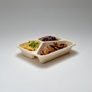 Bio-Zellstoffmenüschale natur, 3-geteilt, 500/250/190 ml, Menu 3C 45, mit Biofilm-Beschichtung