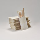 Bestecktasche mit Druck neutral "Marble Cream", mit Serviette weiß 2-lagig