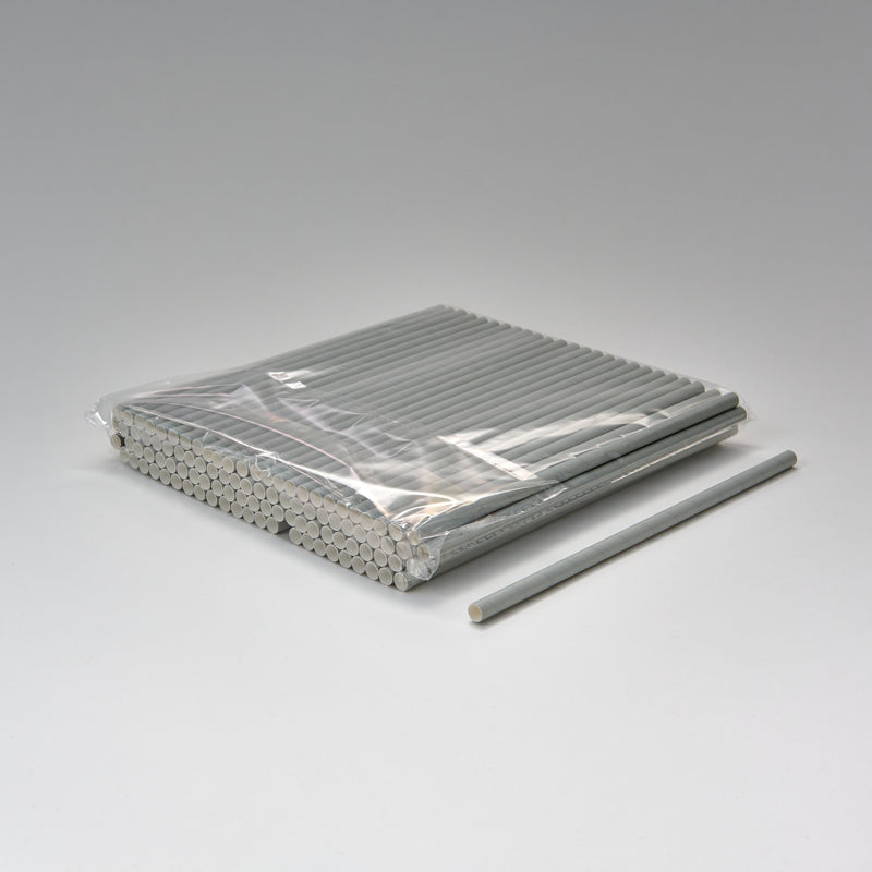 Trinkhalme Papier grau FSC 100 %,  Ø 8 mm 23 cm starr