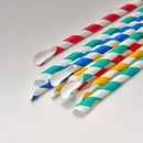 Trinkhalm Papier mit Löffel,  farbig gemischt