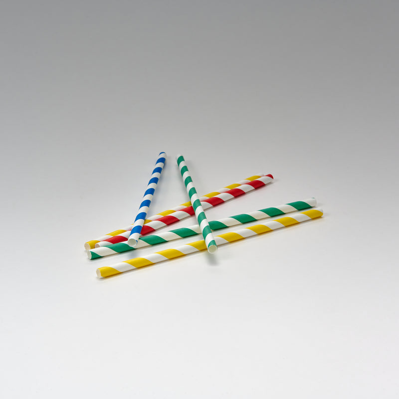 Trinkhalme Papier gestreift farblich sortiert Ø 8 mm 23 cm starr