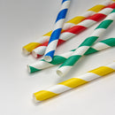 Trinkhalme Papier gestreift farblich sortiert Ø 8 mm 23 cm starr