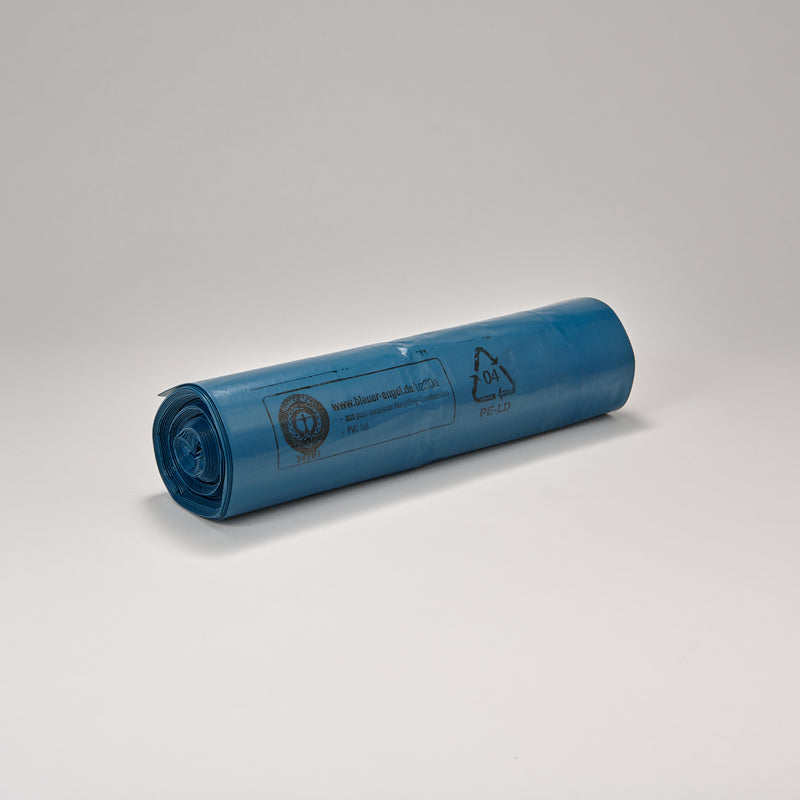 LDPE-Müllsäcke 650 + 550 x 1.350 mm/60 my, blau